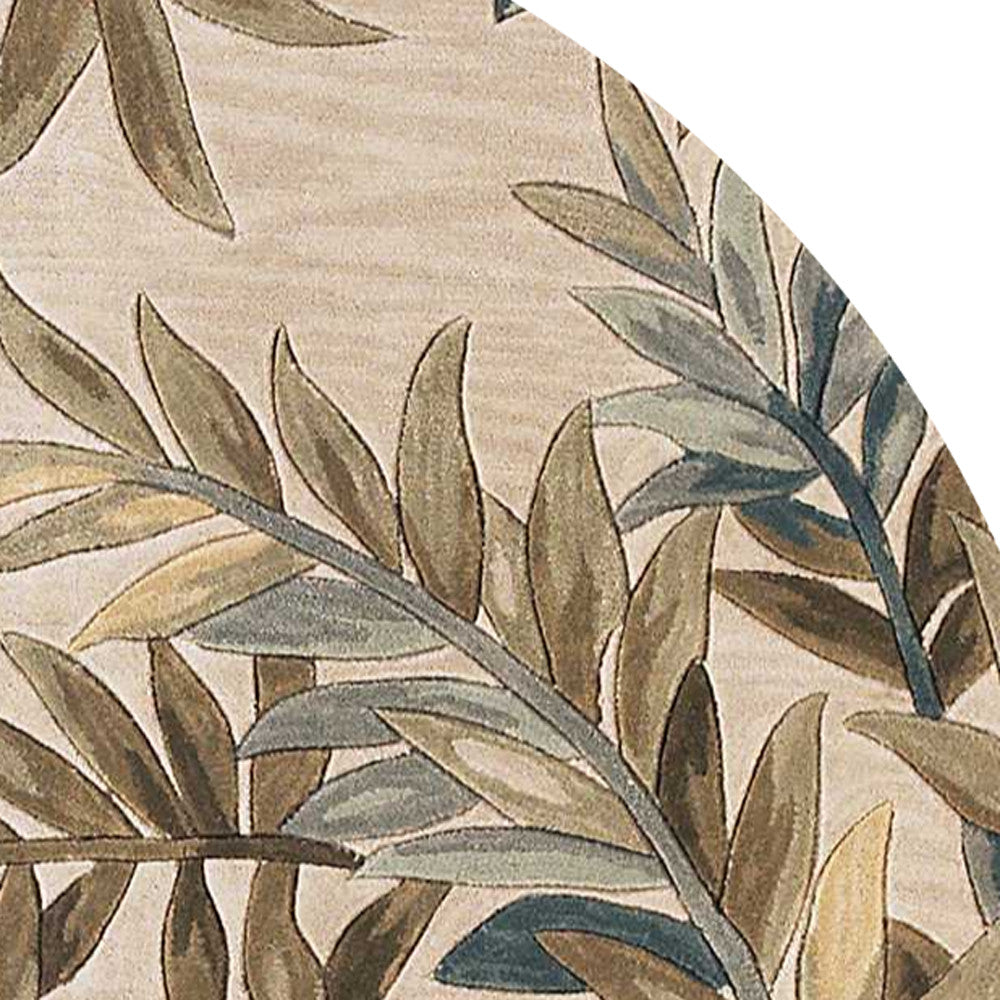 5' X 8' Ivory Hand Tufted Pinnate Fronds Indoor Area Rug