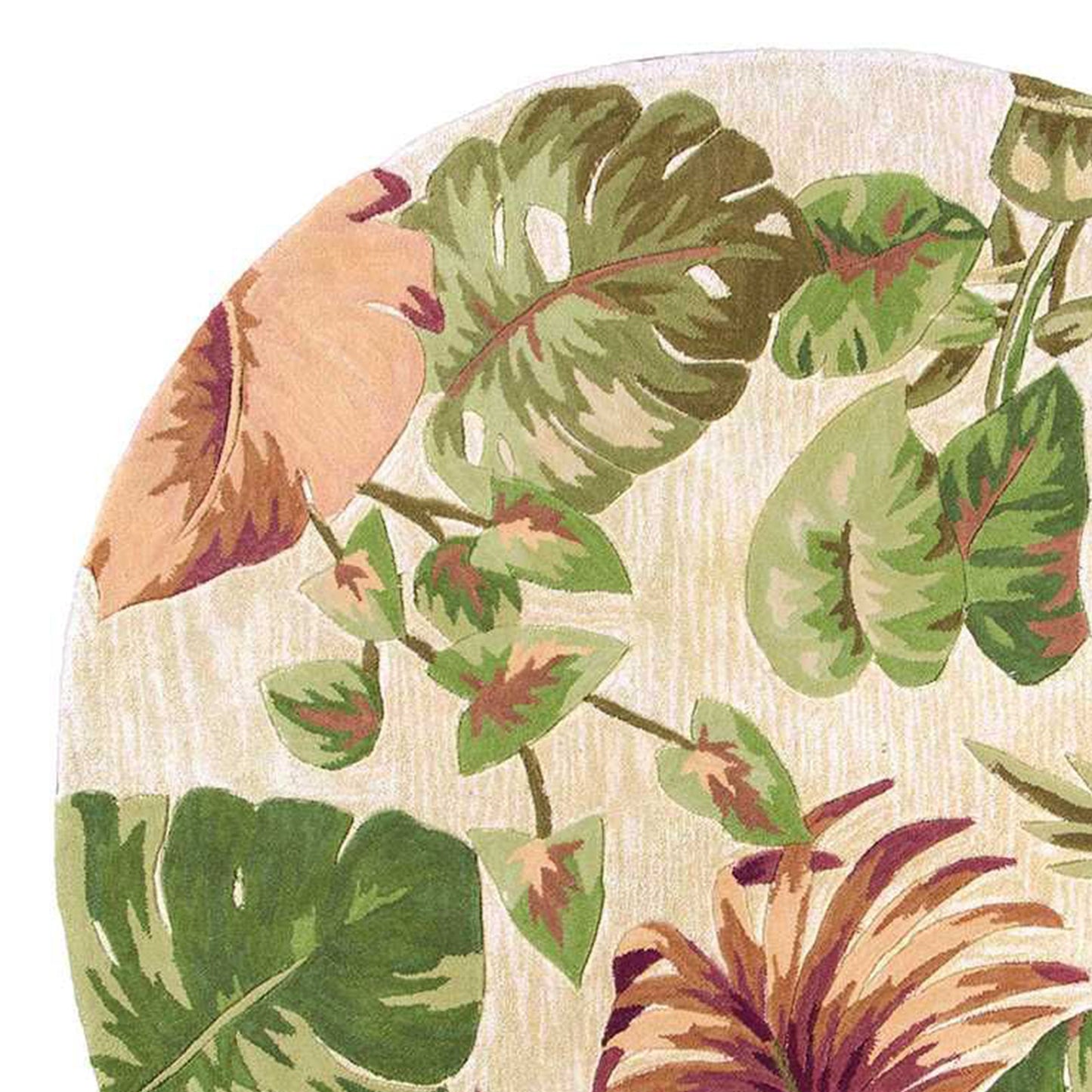 5' X 8' Beige Hand Tufted Tropical Leaves Indoor Area Rug