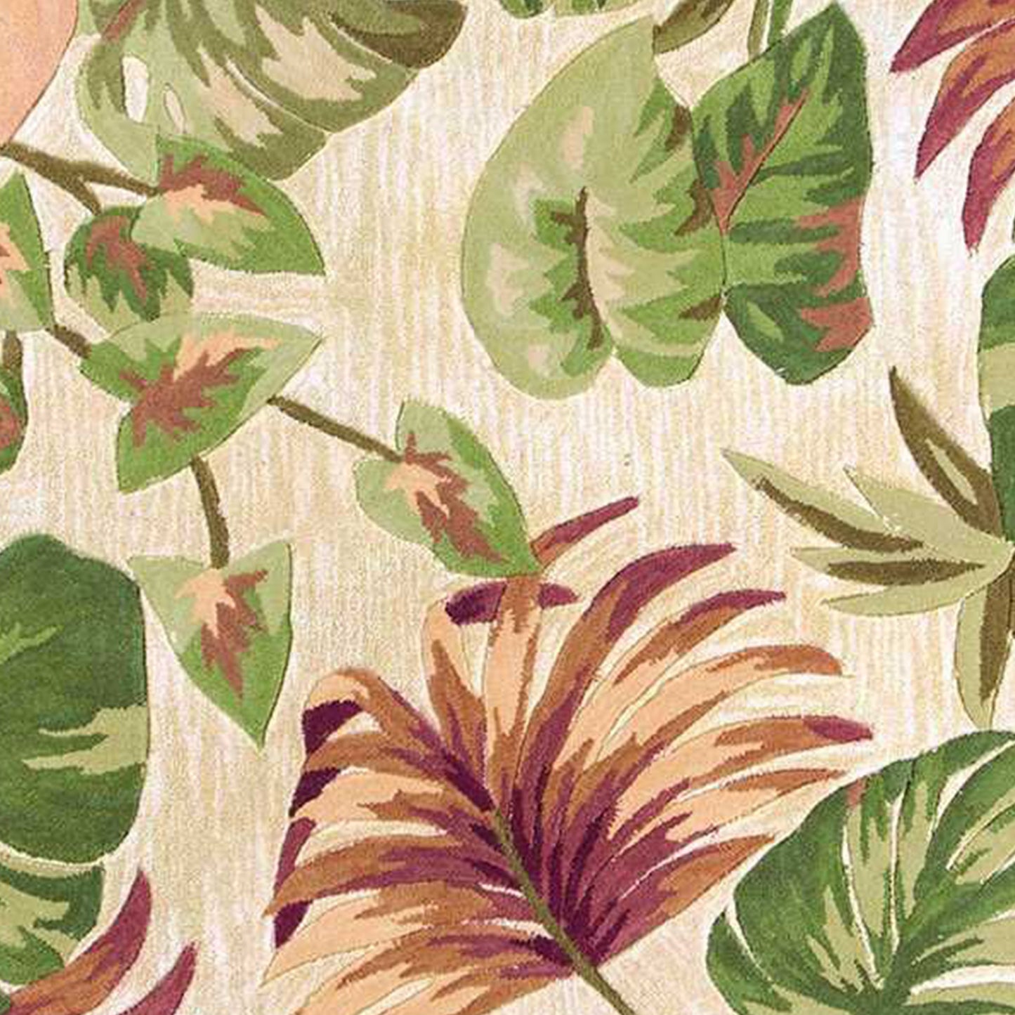 5' X 8' Beige Hand Tufted Tropical Leaves Indoor Area Rug