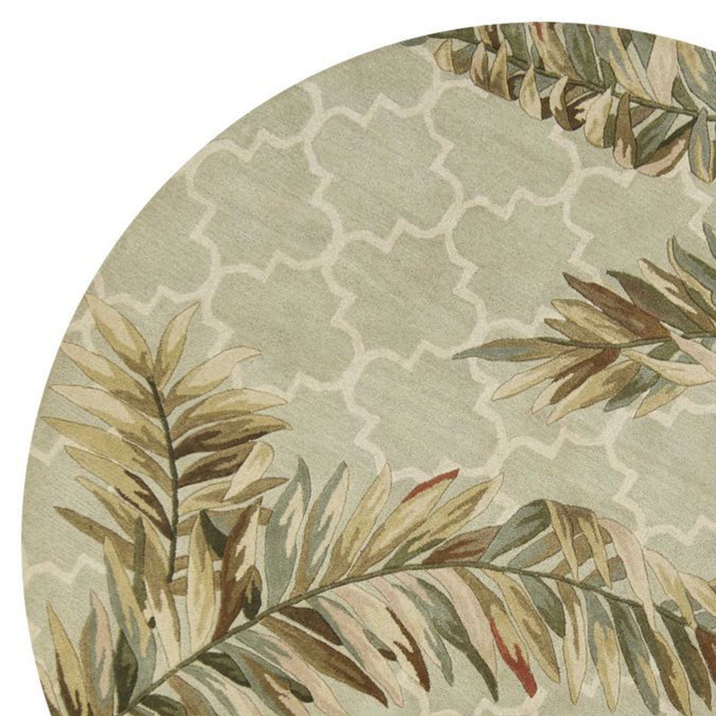 9' X 12' Sage Green Hand Tufted Tropical Quatrefoil Indoor Area Rug