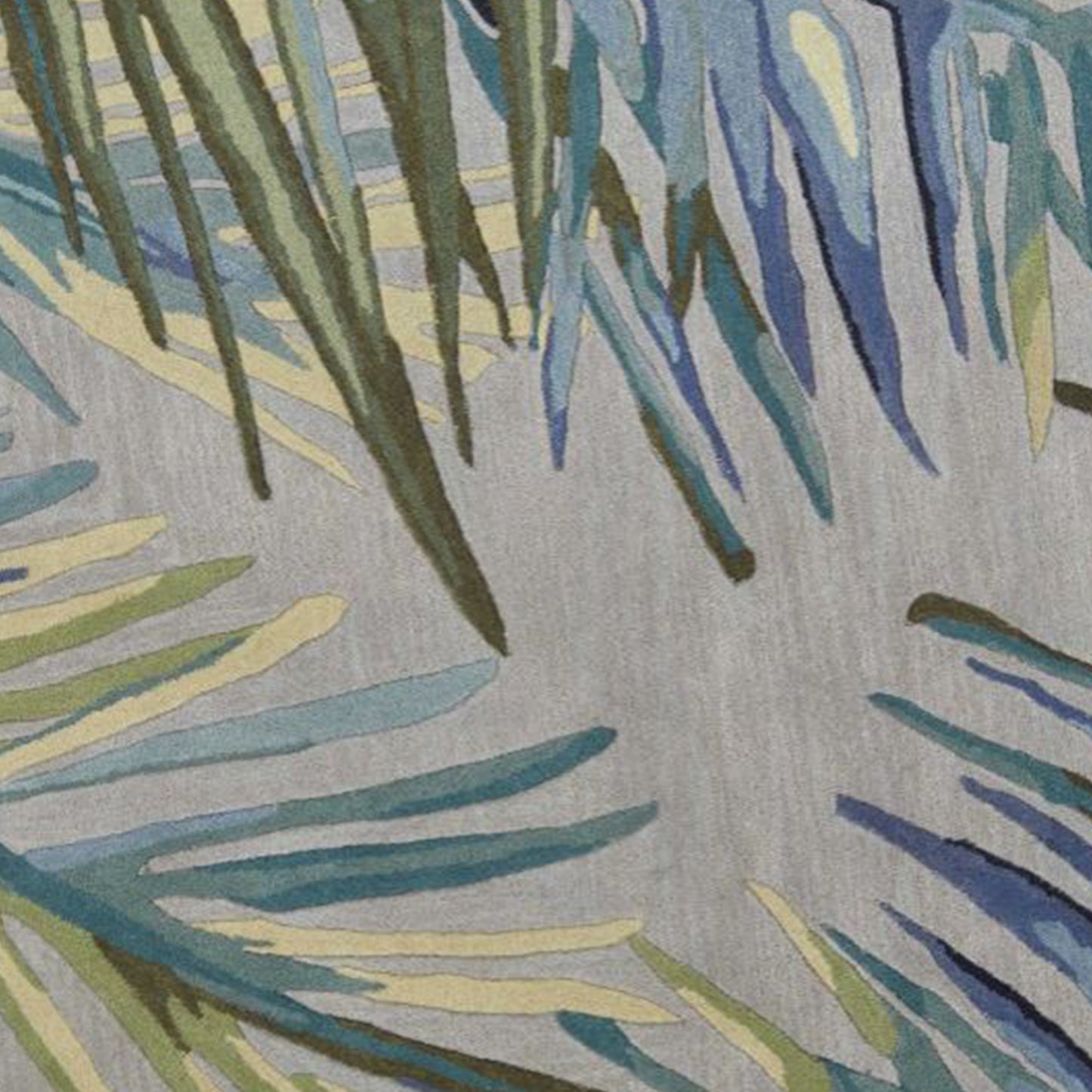 4' X 6' Grey Blue Hand Tufted Tropical Palms Indoor Area Rug