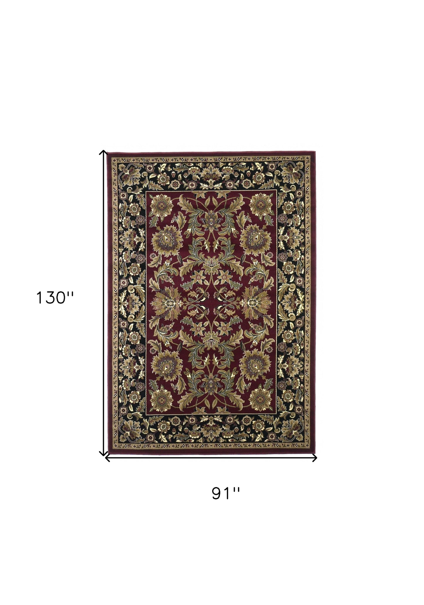 3' X 5' Red Black Machine Woven Floral Traditional Indoor Accent Rug