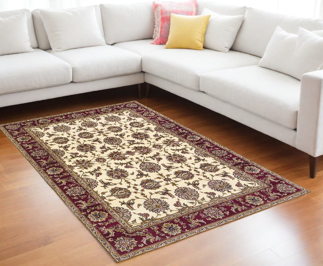 9' X 13'  Polypropylene Ivory Or Red Area Rug