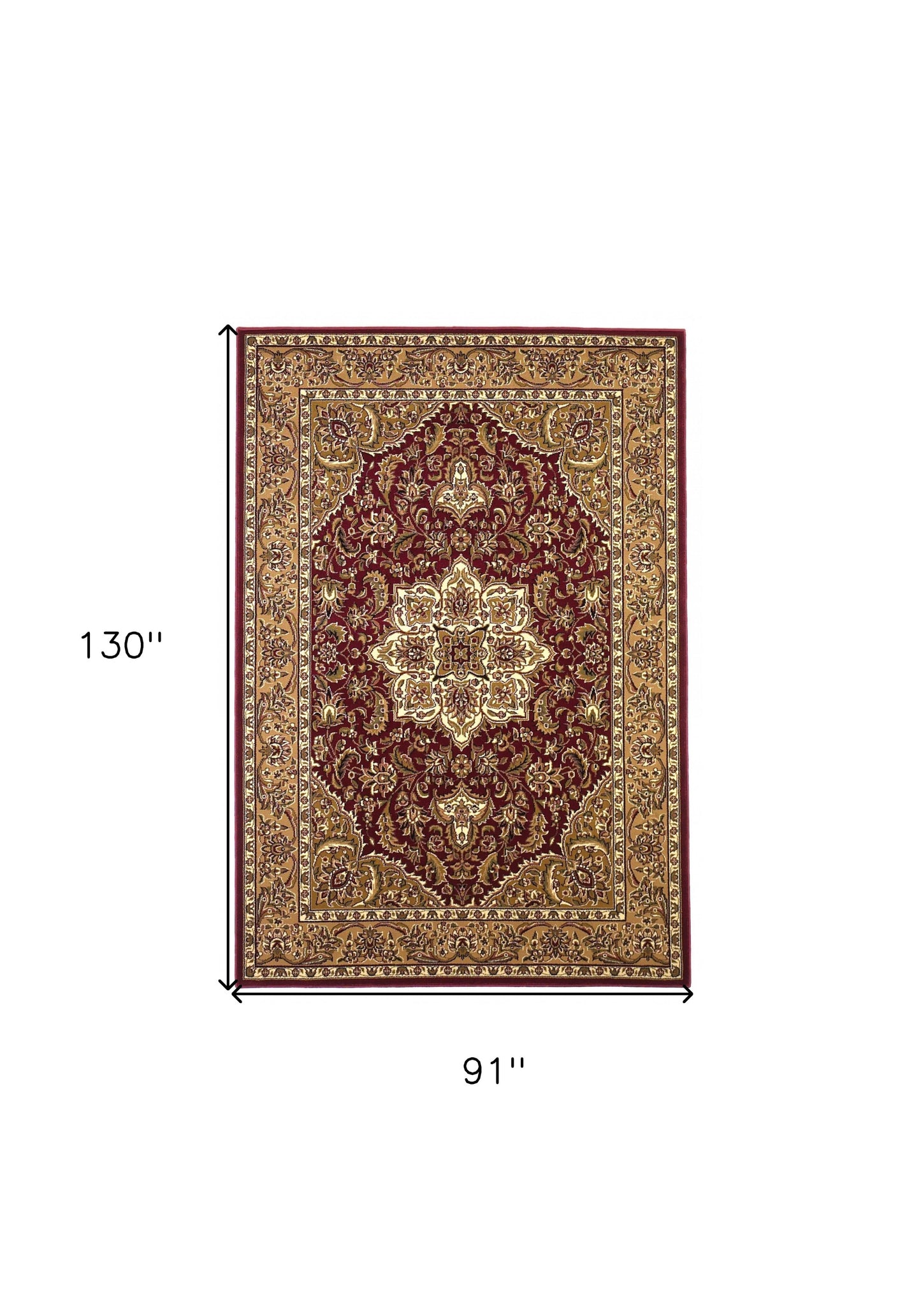 8' Red And Beige Area Rug