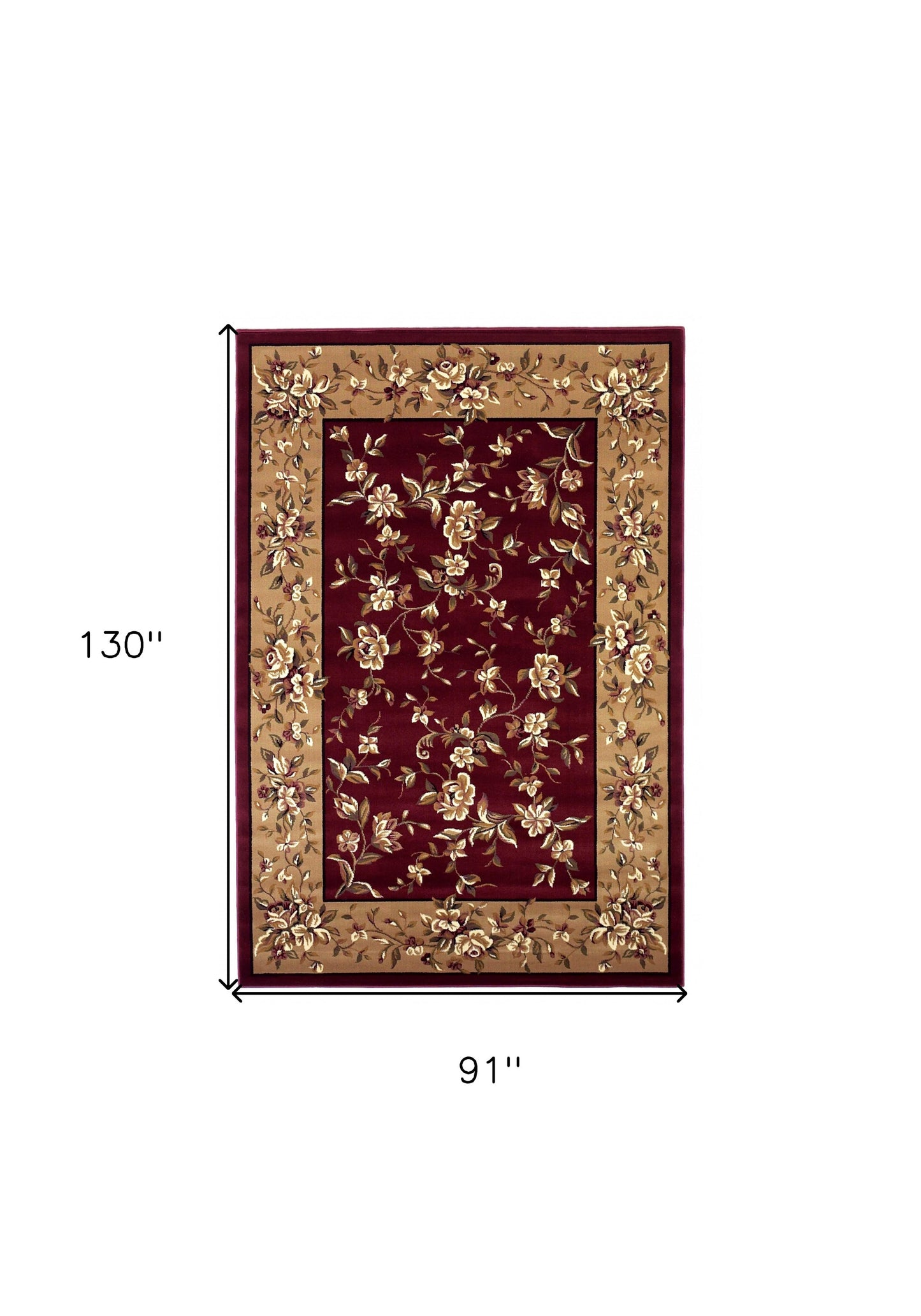 2' X 3' Red Beige Machine Woven Floral Traditional Indoor Accent Rug