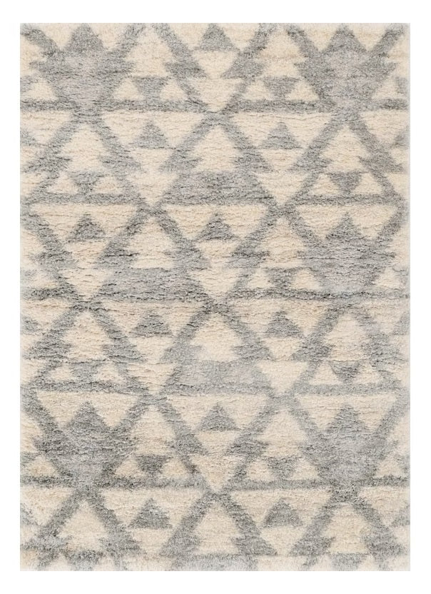 5' X 8' Ivory Or Grey Geometric Triangle Indoor Area Rug