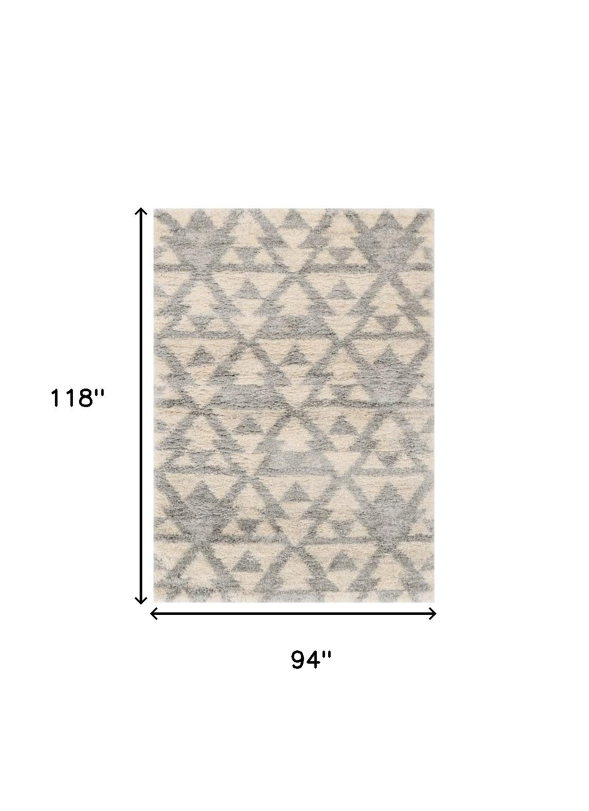 5' X 8' Ivory Or Grey Geometric Triangle Indoor Area Rug