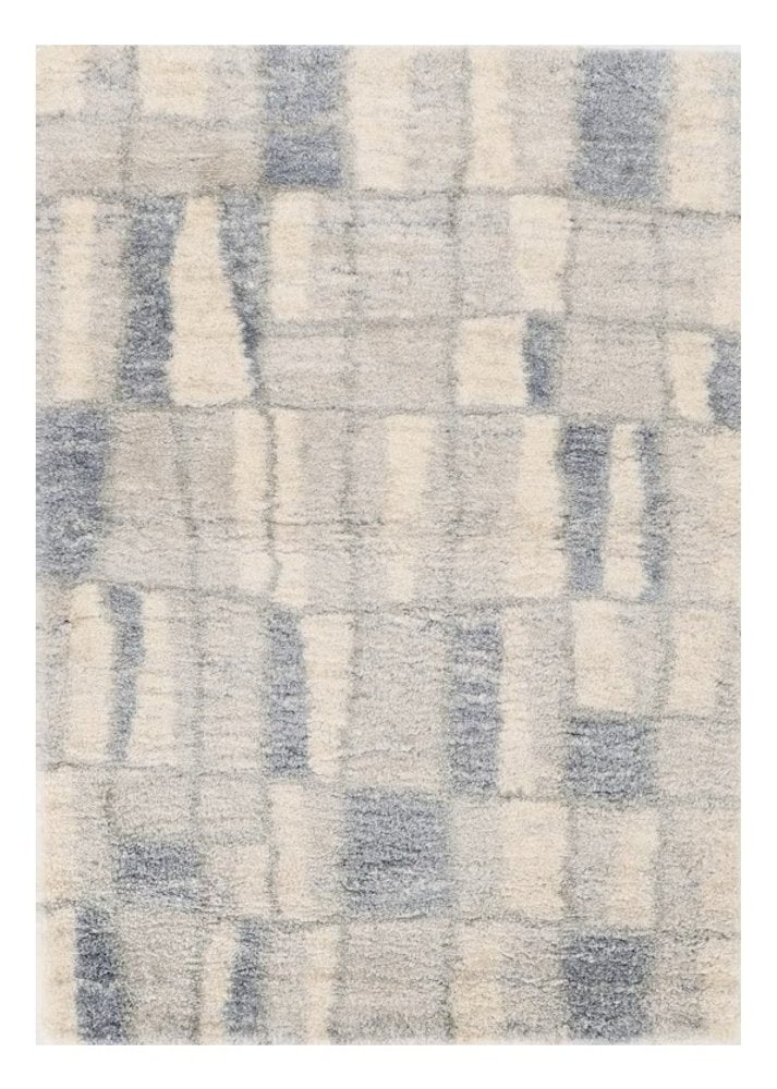 5' X 8' Ivory And Blue Abstract Area Rug