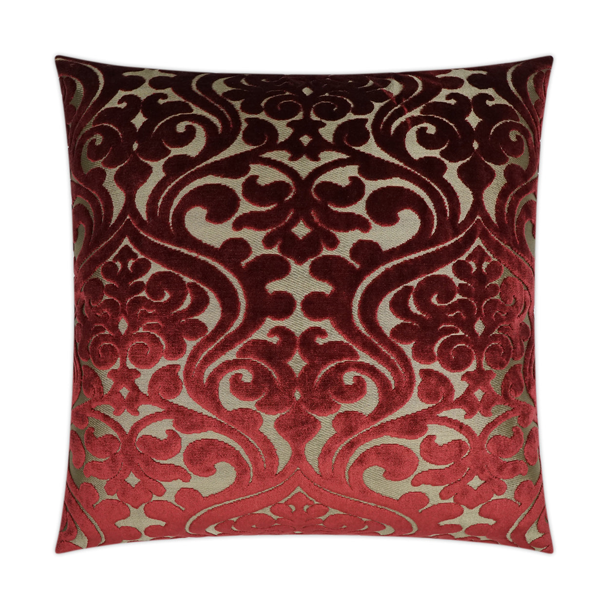 D.V. KAP HOME   24" x 24" Damascus Pillow - Wine Traditional    - 3545-W-2424
