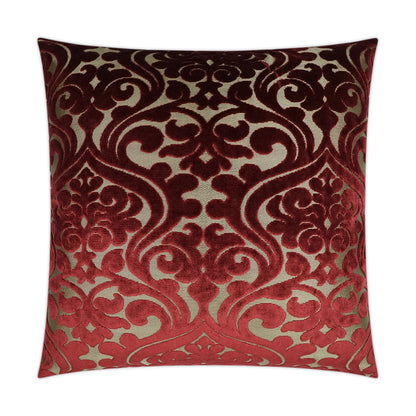 D.V. KAP HOME   24" x 24" Damascus Pillow - Wine Traditional    - 3545-W-2424
