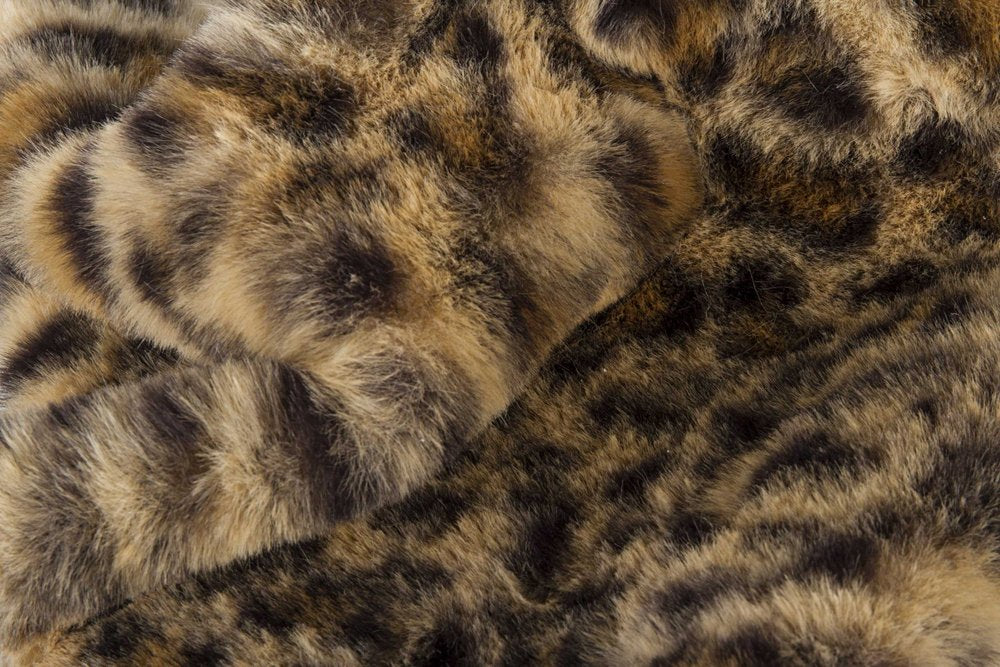50" X 60" Brown and Black Faux Fur Leopard Plush Throw Blanket
