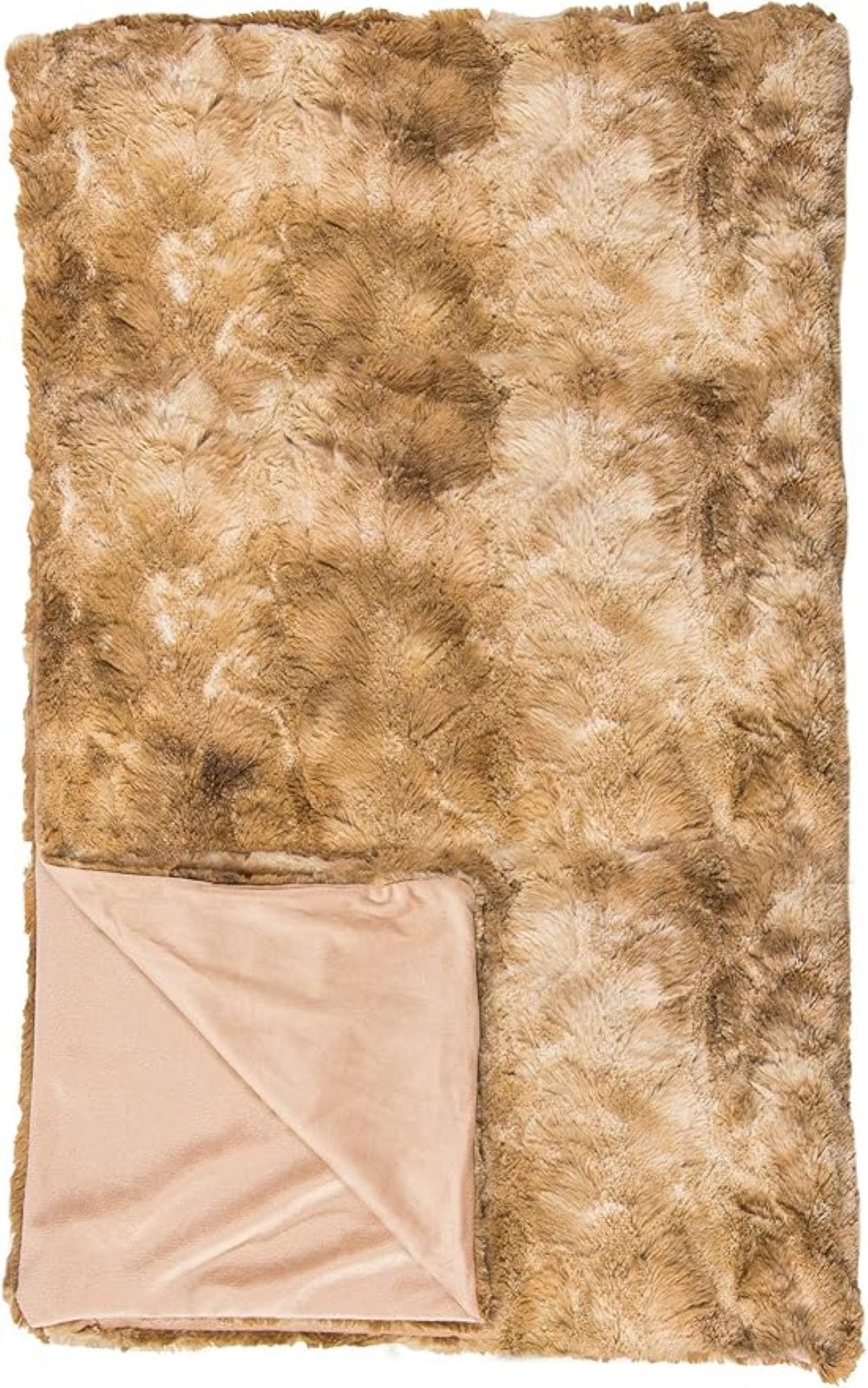 50" X 70" Taupe and Ivory Faux Fur Plush Throw Blanket