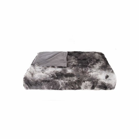 50" X 70" Dark Gray and Ivory Faux Fur Plush Throw Blanket