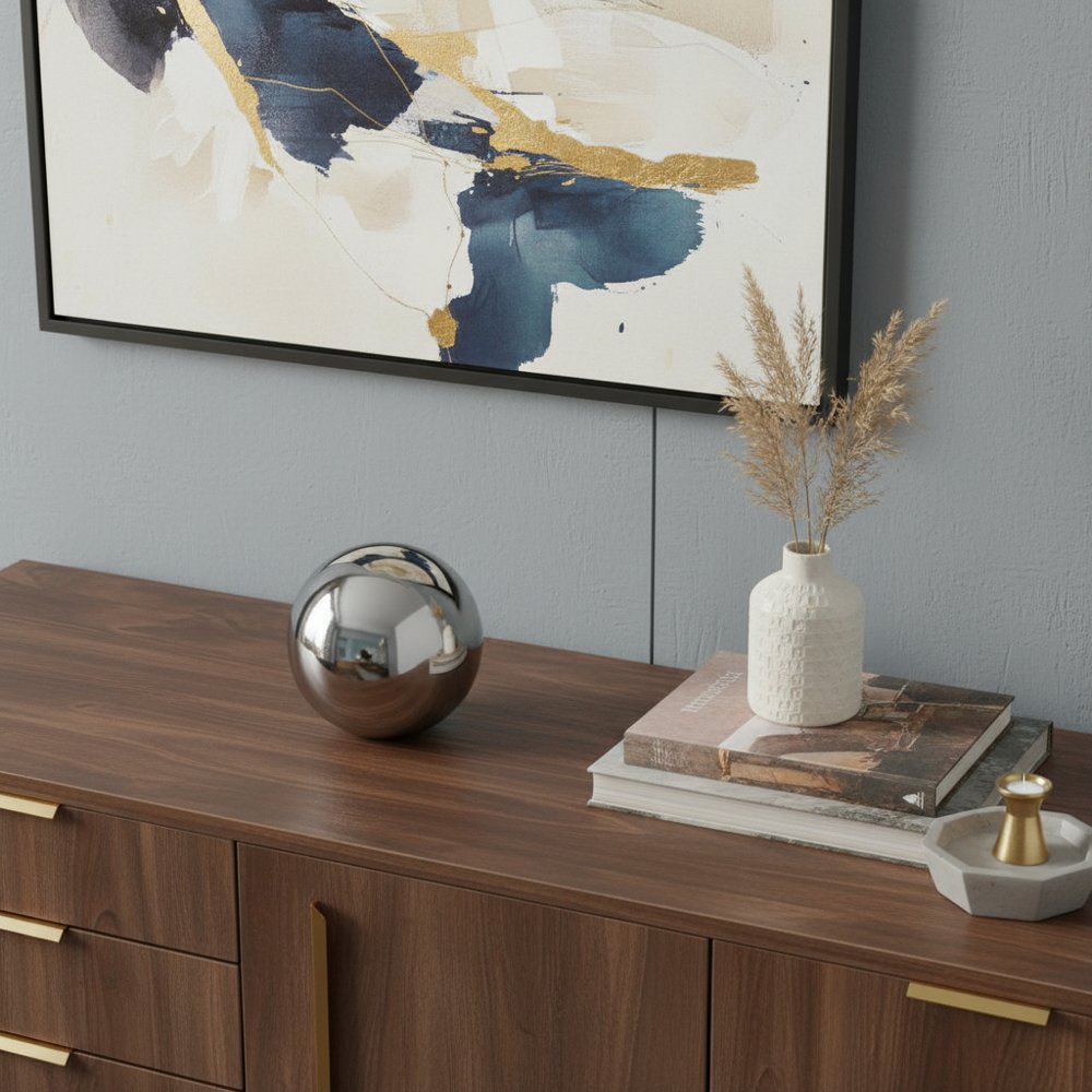 3" Red Aluminum Decorative Orb Tabletop Sculpture