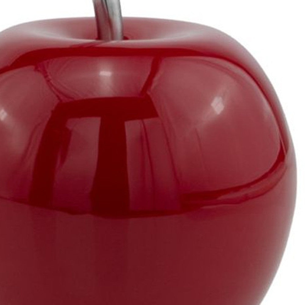 11" Red and Silver Aluminum Decorative Apple