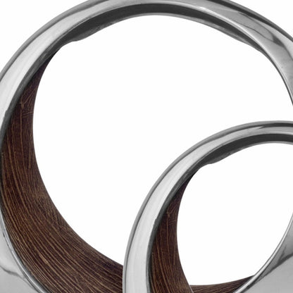 11" Brown and Silver Aluminum Circular Decorative Bowl
