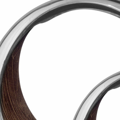 16" Silver and Brown Buffed Aluminum Tabletop Sculpture