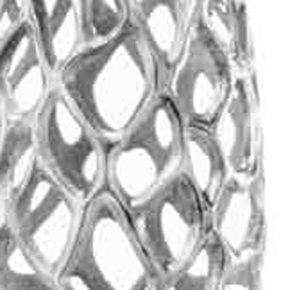 32" Aluminum Silver Twigs Cylinder Floor Vase