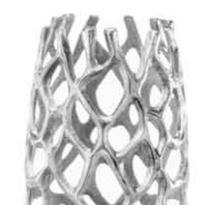 40" Aluminum Silver Twigs Cylinder Floor Vase