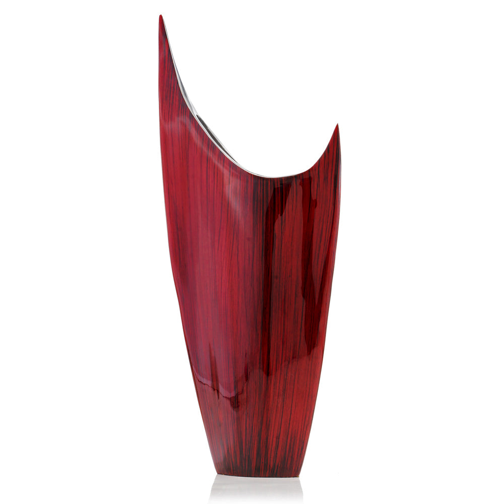 18" Red Aluminum Contemporary Pointed Table Vase