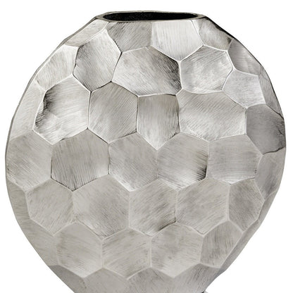 12" Silver Aluminum Cylinder Table Vase