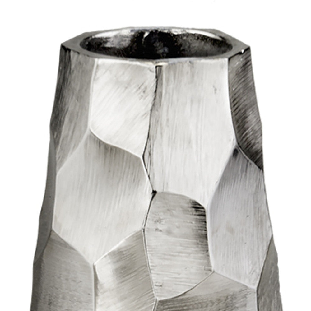 14" Aluminum Silver Cylinder Table Vase