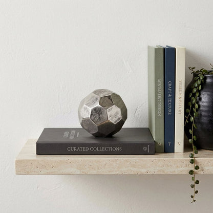 4" Silver Rough Hewn Faceted Sphere