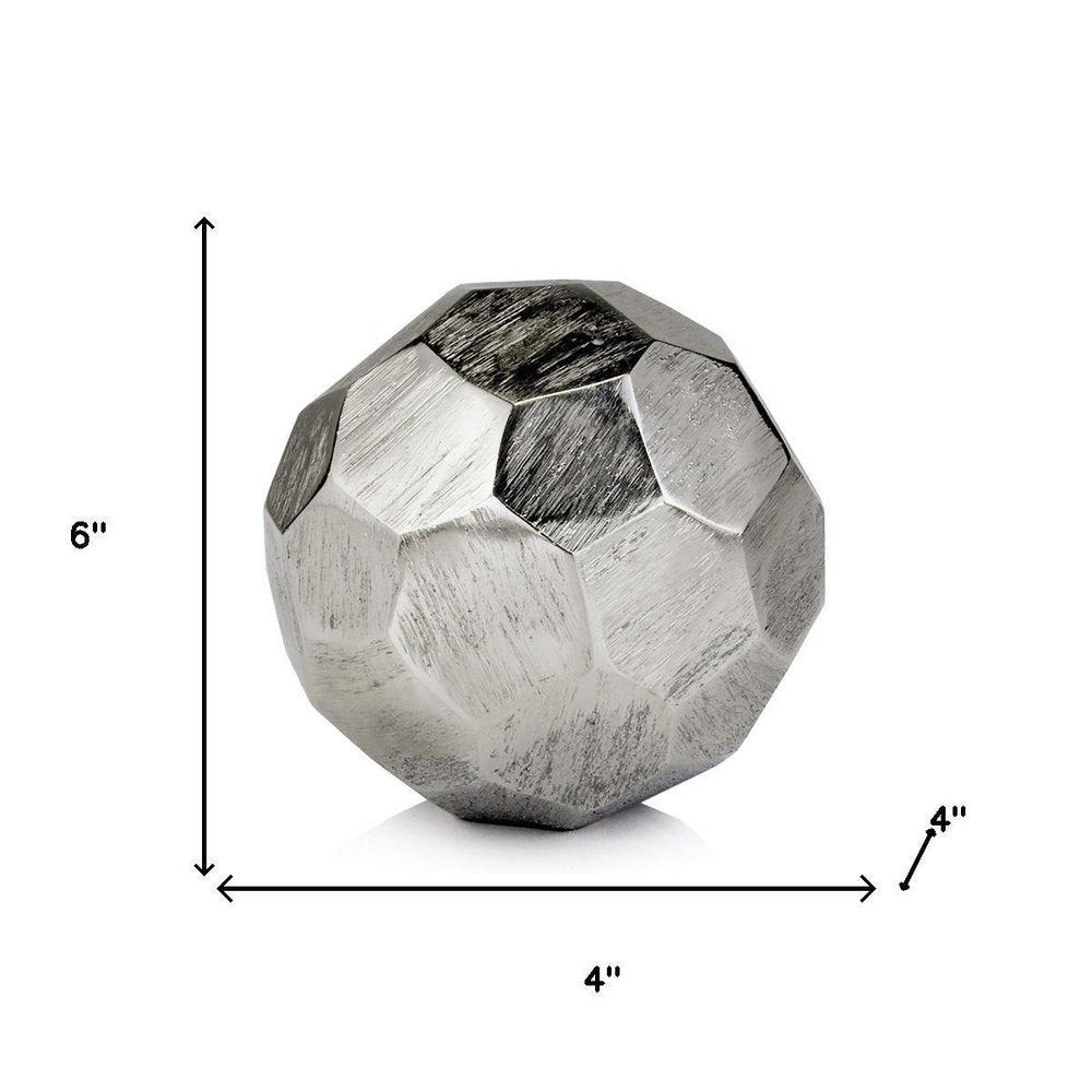 4" Silver Rough Hewn Faceted Sphere