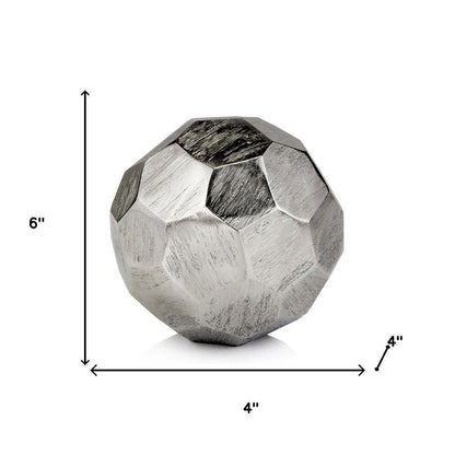 4" Silver Rough Hewn Faceted Sphere