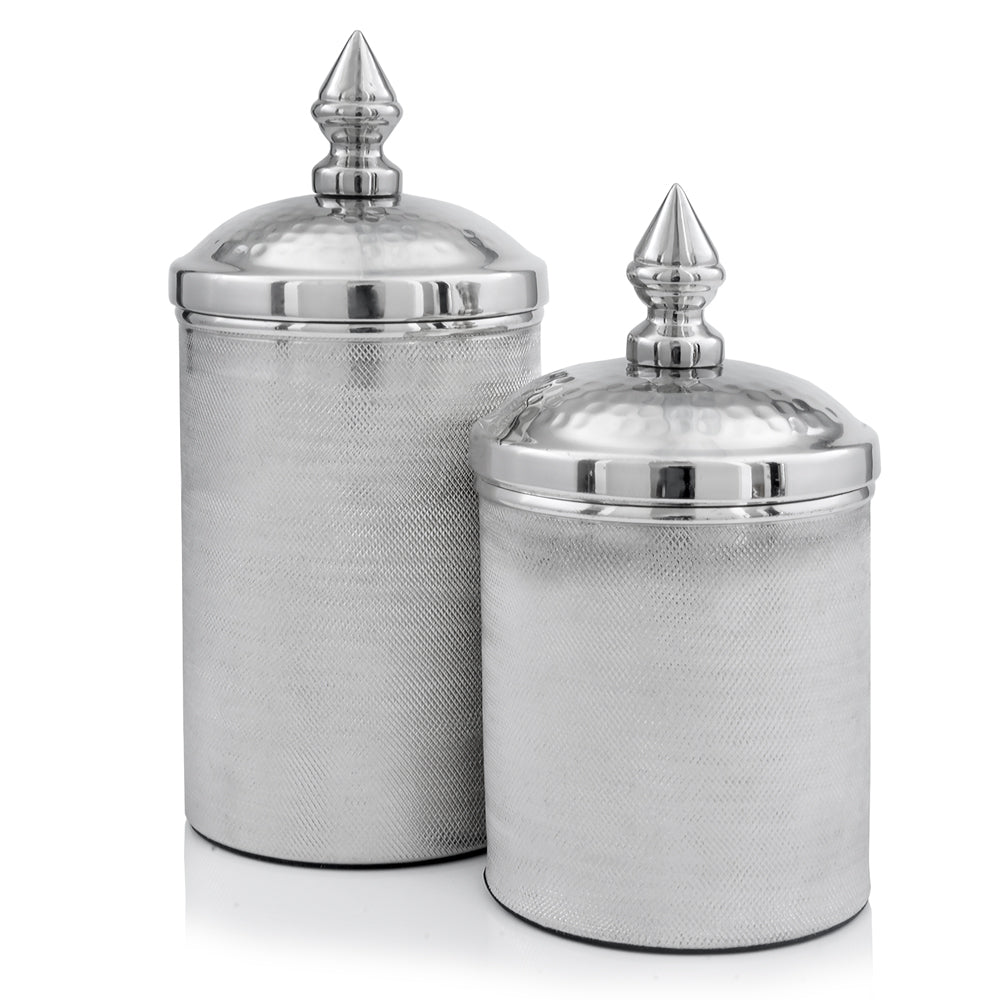 11" Silver Tweed Aluminum Decorative Canister