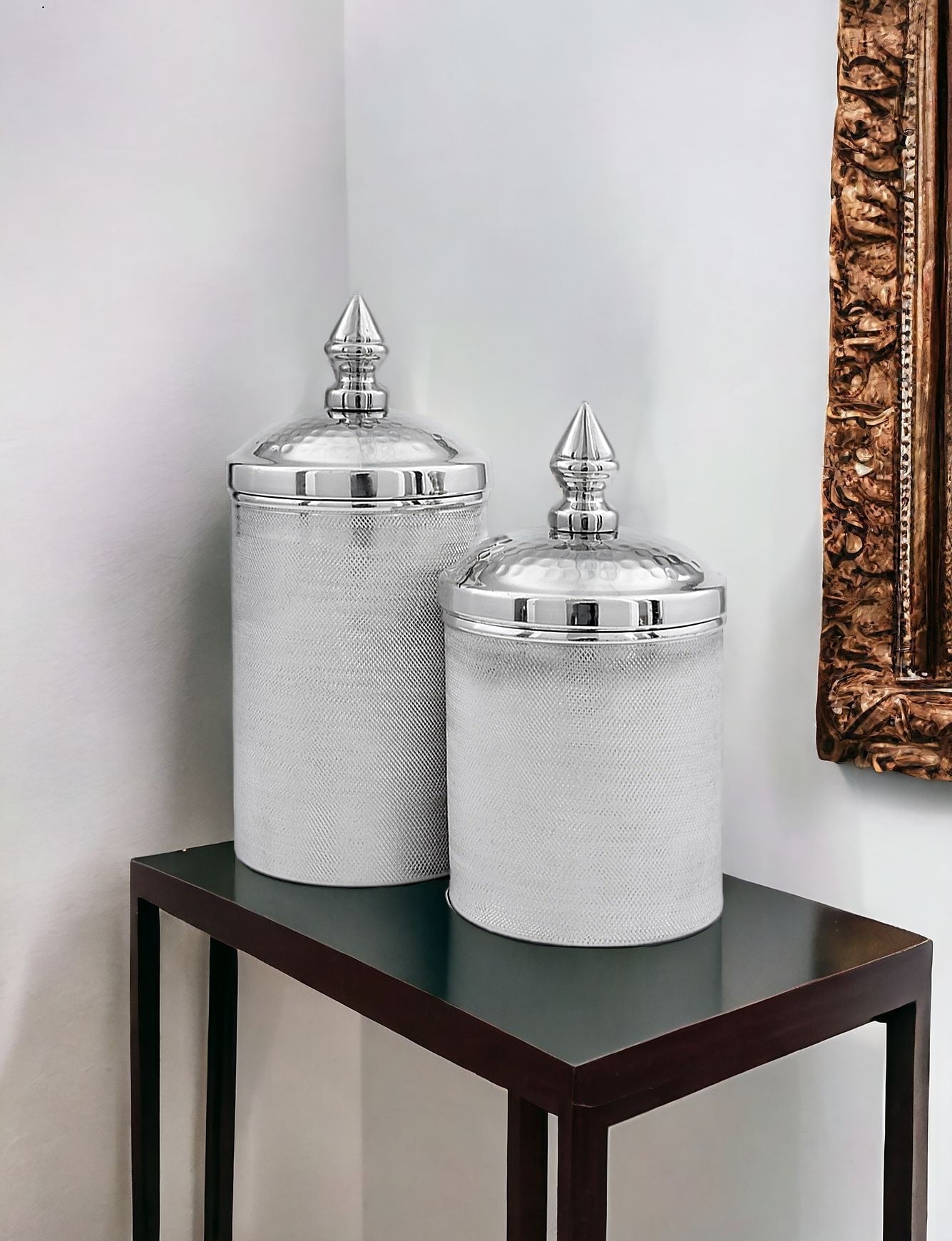 Silver Set Of 2 Canisters