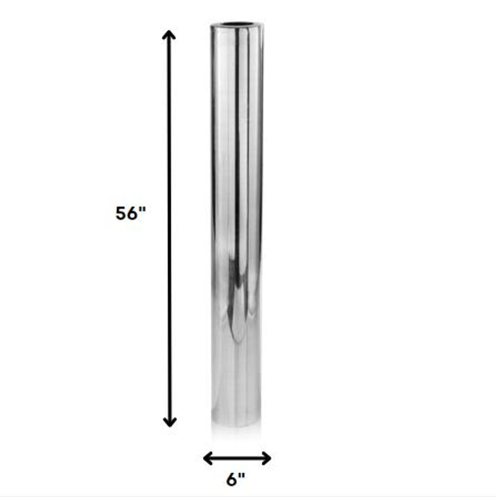 56" Silver Aluminum Cylinder Table Vase