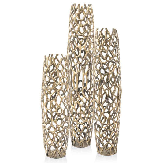 40" Aluminum Gold Twigs Cylinder Floor Vase
