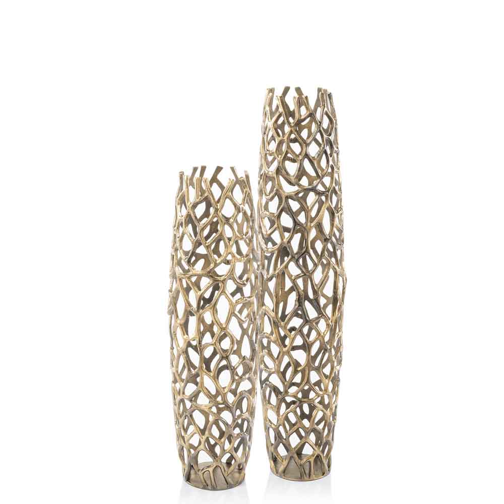 40" Aluminum Gold Twigs Cylinder Floor Vase