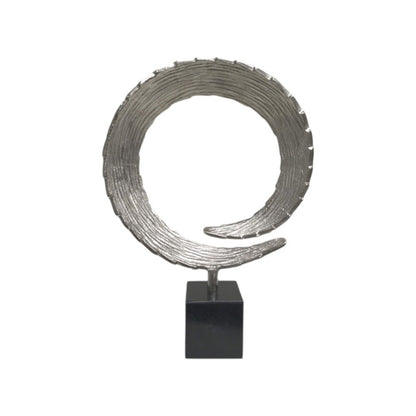 17" Black and Silver Marble and Aluminum Tabletop Sculpture