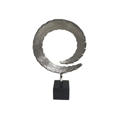 17" Black and Silver Marble and Aluminum Tabletop Sculpture