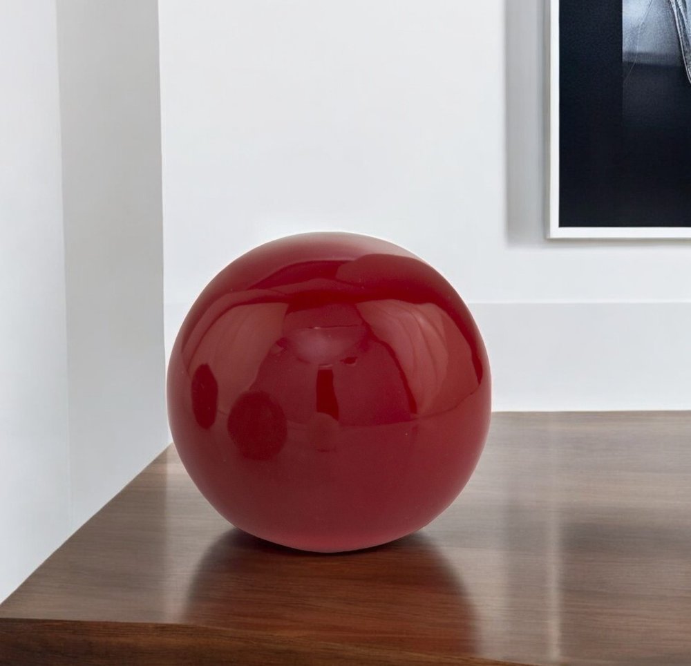 3" Red Aluminum Decorative Orb Tabletop Sculpture