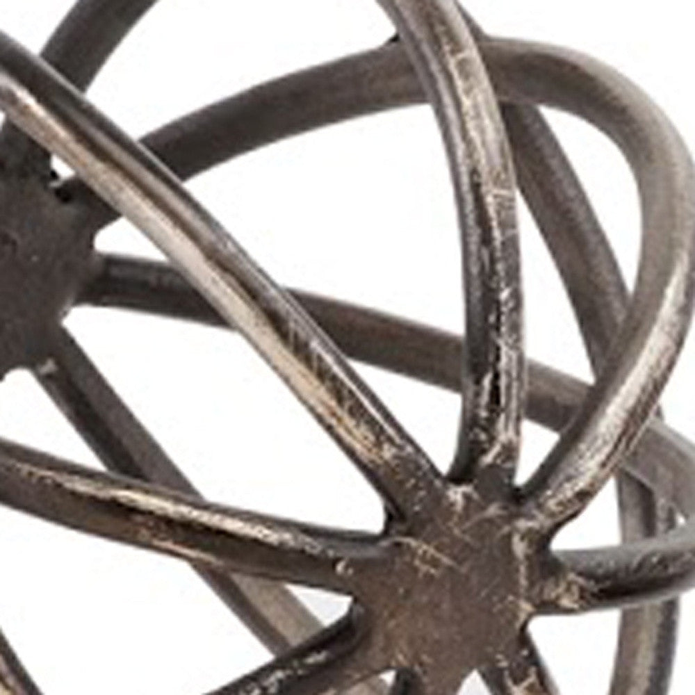 7" Bronze Cast Iron Decorative Orb Tabletop Sculpture
