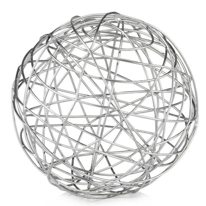 12" Silver Iron Decorative Orb Tabletop Sculpture