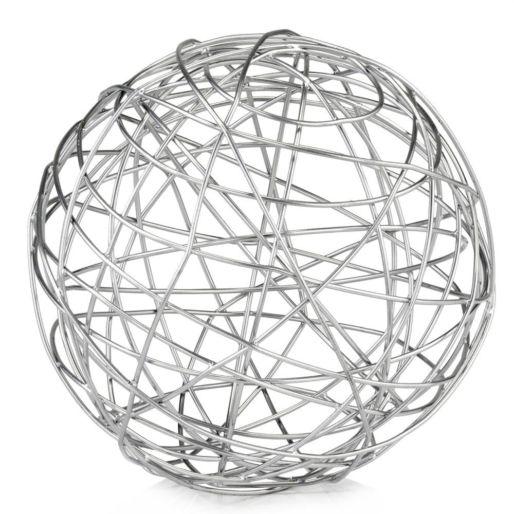 12" Silver Iron Decorative Orb Tabletop Sculpture