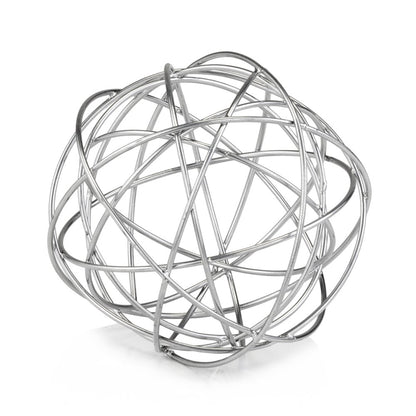 12" Silver Iron Decorative Orb Tabletop Sculpture