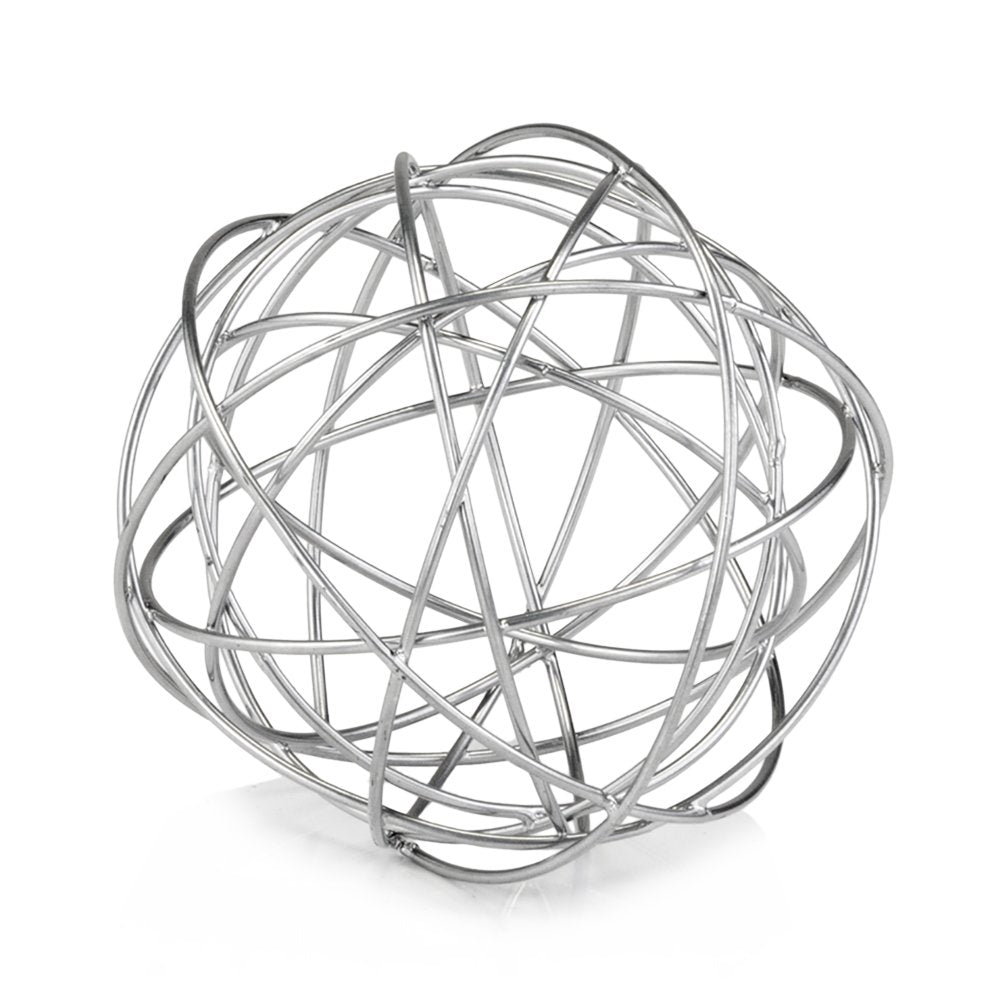 12" Silver Iron Decorative Orb Tabletop Sculpture