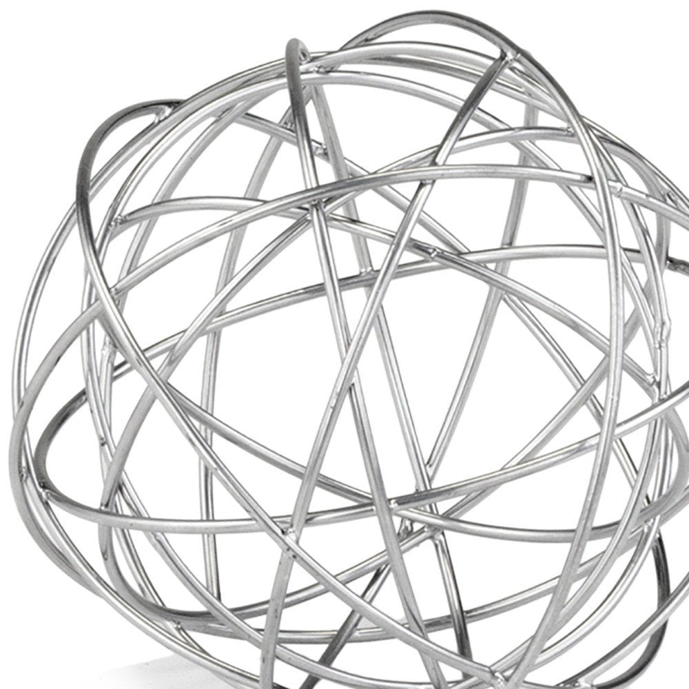 12" Silver Iron Decorative Orb Tabletop Sculpture