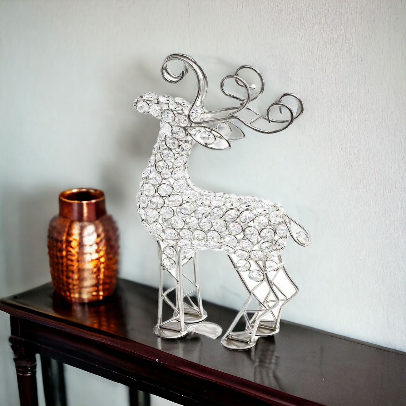 19" Gold Metal Reindeer Figurine