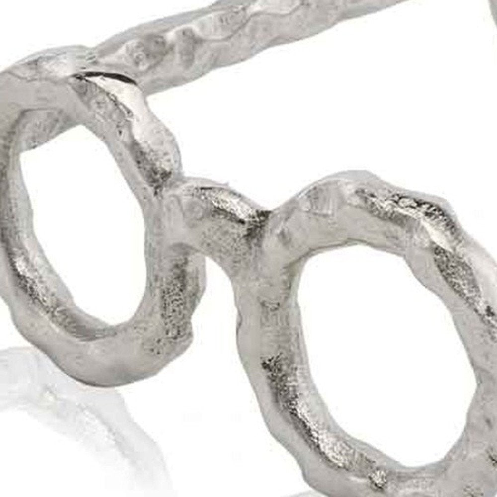 7" Silver Aluminum Textured Round Eyeglasses Tabletop Sculpture