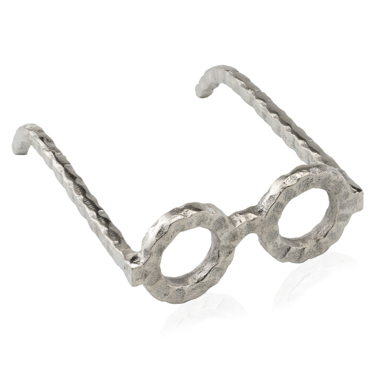 Hammered Silver Metal Eyeglasses Sculpture