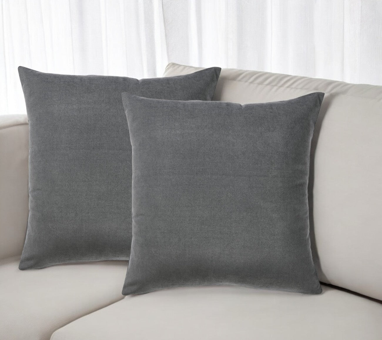 Set of Two 18" Gray Fabric Throw Pillow Covers