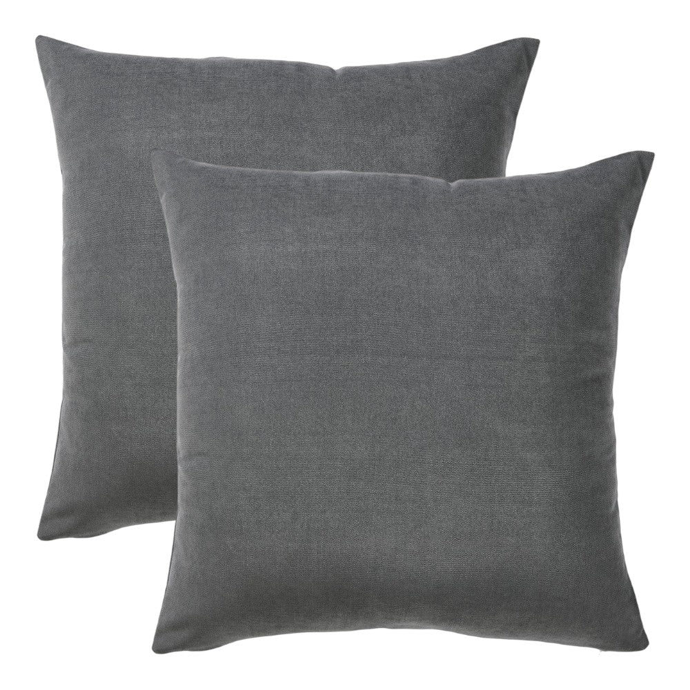 Set of Two 18" Gray Fabric Throw Pillow Covers