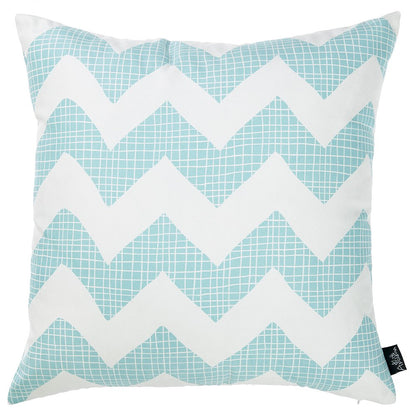 18" Aqua Fabric Throw Pillow Cover
