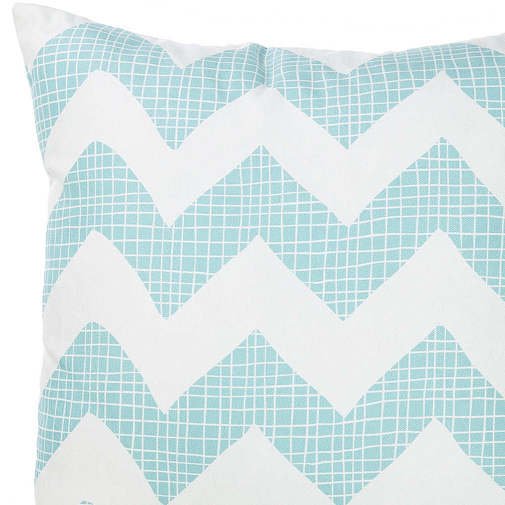 Aqua Blue Chevron Printed Decorative Throw Pillow Cover